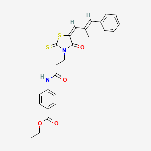 ethyl 4-({3-[5-(2-methyl-3-phenyl-2-propen-1-ylidene)-4-oxo-2-thioxo-1,3-thiazolidin-3-yl]propanoyl}amino)benzoate