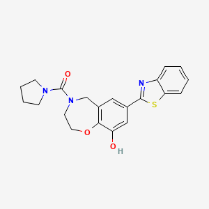 molecular formula C21H21N3O3S B5452173 7-(1,3-benzothiazol-2-yl)-4-(pyrrolidin-1-ylcarbonyl)-2,3,4,5-tetrahydro-1,4-benzoxazepin-9-ol 