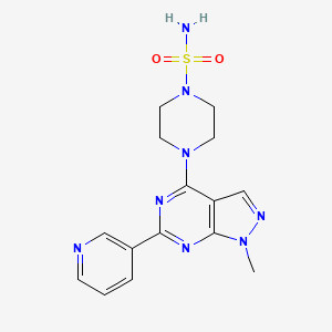 molecular formula C15H18N8O2S B5452191 4-[1-methyl-6-(3-pyridinyl)-1H-pyrazolo[3,4-d]pyrimidin-4-yl]-1-piperazinesulfonamide 