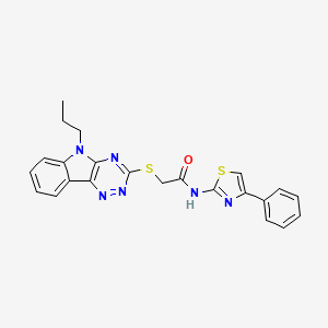 molecular formula C23H20N6OS2 B5452212 N-(4-Phenyl-1,3-thiazol-2-YL)-2-({5-propyl-5H-[1,2,4]triazino[5,6-B]indol-3-YL}sulfanyl)acetamide 