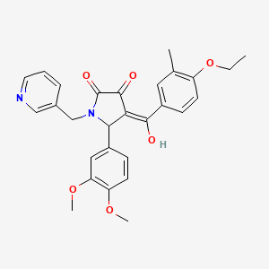 molecular formula C28H28N2O6 B5452240 5-(3,4-DIMETHOXYPHENYL)-4-(4-ETHOXY-3-METHYLBENZOYL)-3-HYDROXY-1-[(PYRIDIN-3-YL)METHYL]-2,5-DIHYDRO-1H-PYRROL-2-ONE 