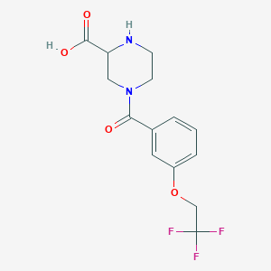 molecular formula C14H15F3N2O4 B5452248 4-[3-(2,2,2-trifluoroethoxy)benzoyl]piperazine-2-carboxylic acid 