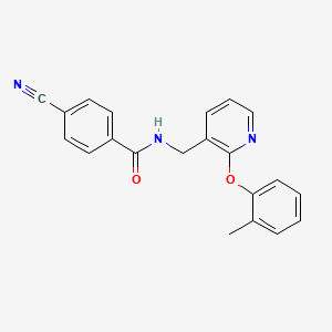 molecular formula C21H17N3O2 B5452360 4-cyano-N-{[2-(2-methylphenoxy)pyridin-3-yl]methyl}benzamide 