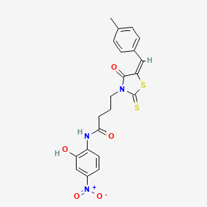 molecular formula C21H19N3O5S2 B5452445 N-(2-hydroxy-4-nitrophenyl)-4-[5-(4-methylbenzylidene)-4-oxo-2-thioxo-1,3-thiazolidin-3-yl]butanamide 