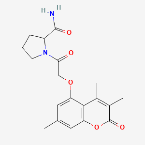 molecular formula C19H22N2O5 B5452478 1-{[(3,4,7-trimethyl-2-oxo-2H-chromen-5-yl)oxy]acetyl}prolinamide 