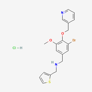 N-[[3-bromo-5-methoxy-4-(pyridin-3-ylmethoxy)phenyl]methyl]-1-thiophen-2-ylmethanamine;hydrochloride