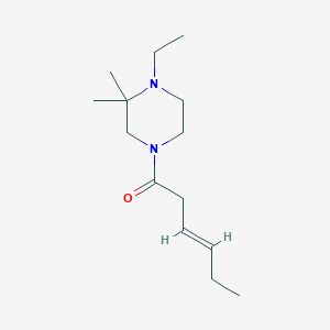 molecular formula C14H26N2O B5452521 1-ethyl-4-[(3E)-hex-3-enoyl]-2,2-dimethylpiperazine 