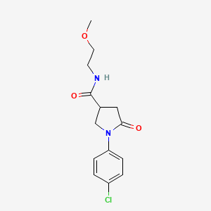 molecular formula C14H17ClN2O3 B5452532 1-(4-chlorophenyl)-N-(2-methoxyethyl)-5-oxopyrrolidine-3-carboxamide 