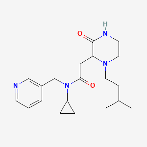 molecular formula C20H30N4O2 B5452541 N-cyclopropyl-2-[1-(3-methylbutyl)-3-oxo-2-piperazinyl]-N-(3-pyridinylmethyl)acetamide 