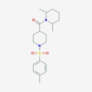 molecular formula C20H30N2O3S B5452581 (2,6-Dimethylpiperidin-1-yl)-[1-(4-methylphenyl)sulfonylpiperidin-4-yl]methanone 