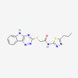 molecular formula C16H15N7OS2 B5452595 N-(5-propyl-1,3,4-thiadiazol-2-yl)-2-(5H-[1,2,4]triazino[5,6-b]indol-3-ylsulfanyl)acetamide 