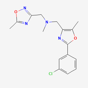 molecular formula C16H17ClN4O2 B5452599 1-[2-(3-chlorophenyl)-5-methyl-1,3-oxazol-4-yl]-N-methyl-N-[(5-methyl-1,2,4-oxadiazol-3-yl)methyl]methanamine 