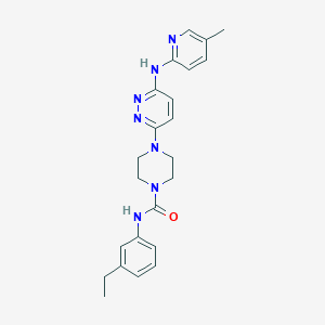 molecular formula C23H27N7O B5452717 N-(3-ethylphenyl)-4-{6-[(5-methyl-2-pyridinyl)amino]-3-pyridazinyl}-1-piperazinecarboxamide 