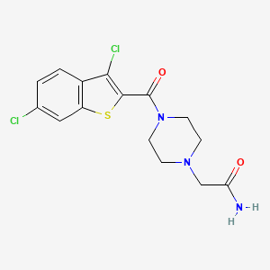 molecular formula C15H15Cl2N3O2S B5452766 2-{4-[(3,6-DICHLORO-1-BENZOTHIOPHEN-2-YL)CARBONYL]PIPERAZINO}ACETAMIDE 