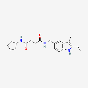 molecular formula C21H29N3O2 B5452797 N-cyclopentyl-N'-[(2-ethyl-3-methyl-1H-indol-5-yl)methyl]succinamide 