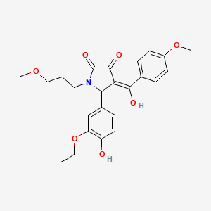 molecular formula C24H27NO7 B5452821 5-(3-ethoxy-4-hydroxyphenyl)-3-hydroxy-4-(4-methoxybenzoyl)-1-(3-methoxypropyl)-1,5-dihydro-2H-pyrrol-2-one 