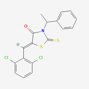 molecular formula C18H13Cl2NOS2 B5452828 (5Z)-5-[(2,6-dichlorophenyl)methylidene]-3-(1-phenylethyl)-2-sulfanylidene-1,3-thiazolidin-4-one 