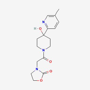 molecular formula C16H21N3O4 B5452841 3-{2-[4-hydroxy-4-(5-methylpyridin-2-yl)piperidin-1-yl]-2-oxoethyl}-1,3-oxazolidin-2-one 