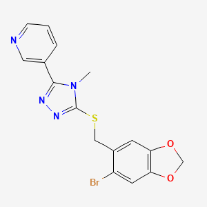 3-(5-{[(6-bromo-1,3-benzodioxol-5-yl)methyl]thio}-4-methyl-4H-1,2,4-triazol-3-yl)pyridine