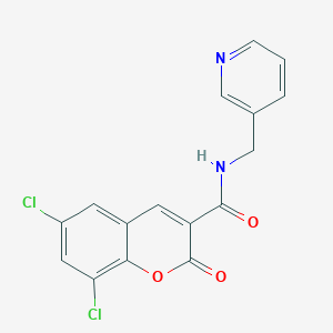 6,8-dichloro-2-oxo-N-(pyridin-3-ylmethyl)-2H-chromene-3-carboxamide