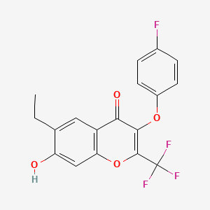 molecular formula C18H12F4O4 B5452879 6-ethyl-3-(4-fluorophenoxy)-7-hydroxy-2-(trifluoromethyl)-4H-chromen-4-one 