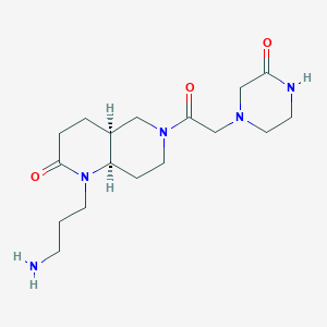 molecular formula C17H29N5O3 B5452905 rel-(4aS,8aR)-1-(3-aminopropyl)-6-[(3-oxo-1-piperazinyl)acetyl]octahydro-1,6-naphthyridin-2(1H)-one dihydrochloride 