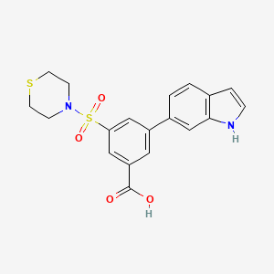 molecular formula C19H18N2O4S2 B5452940 3-(1H-indol-6-yl)-5-(thiomorpholin-4-ylsulfonyl)benzoic acid 