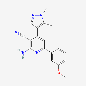 molecular formula C18H17N5O B5452947 2-amino-4-(1,5-dimethyl-1H-pyrazol-4-yl)-6-(3-methoxyphenyl)nicotinonitrile 