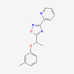 molecular formula C16H15N3O2 B5452951 2-{5-[1-(3-methylphenoxy)ethyl]-1,2,4-oxadiazol-3-yl}pyridine 