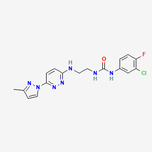 molecular formula C17H17ClFN7O B5452966 N-(3-chloro-4-fluorophenyl)-N'-(2-{[6-(3-methyl-1H-pyrazol-1-yl)-3-pyridazinyl]amino}ethyl)urea 