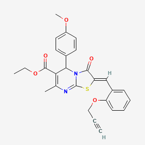 molecular formula C27H24N2O5S B5452998 ethyl 5-(4-methoxyphenyl)-7-methyl-3-oxo-2-[2-(2-propyn-1-yloxy)benzylidene]-2,3-dihydro-5H-[1,3]thiazolo[3,2-a]pyrimidine-6-carboxylate 