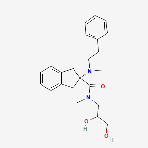 molecular formula C23H30N2O3 B5453083 N-(2,3-dihydroxypropyl)-N-methyl-2-[methyl(2-phenylethyl)amino]-2-indanecarboxamide 