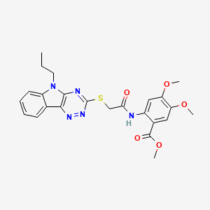 METHYL 4,5-DIMETHOXY-2-[2-({5-PROPYL-5H-[1,2,4]TRIAZINO[5,6-B]INDOL-3-YL}SULFANYL)ACETAMIDO]BENZOATE