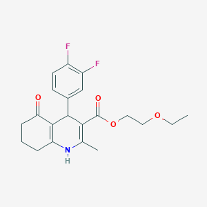 molecular formula C21H23F2NO4 B5453145 2-Ethoxyethyl 4-(3,4-difluorophenyl)-2-methyl-5-oxo-1,4,5,6,7,8-hexahydroquinoline-3-carboxylate 