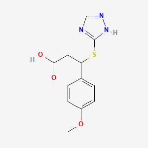 molecular formula C12H13N3O3S B5453191 3-(4-methoxyphenyl)-3-(4H-1,2,4-triazol-3-ylthio)propanoic acid 