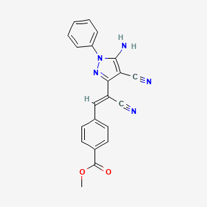 molecular formula C21H15N5O2 B5453216 Methyl 4-[(1Z)-2-(5-amino-4-cyano-1-phenyl-1H-pyrazol-3-YL)-2-cyanoeth-1-EN-1-YL]benzoate 