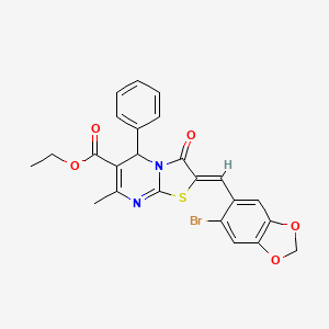 Ethyl (2Z)-2-[(6-bromo-2H-1,3-benzodioxol-5-YL)methylidene]-7-methyl-3-oxo-5-phenyl-2H,3H,5H-[1,3]thiazolo[3,2-A]pyrimidine-6-carboxylate