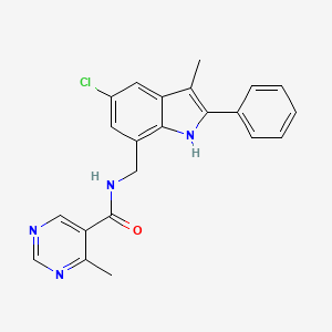 N-[(5-chloro-3-methyl-2-phenyl-1H-indol-7-yl)methyl]-4-methylpyrimidine-5-carboxamide