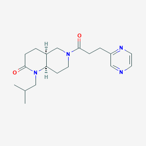 molecular formula C19H28N4O2 B5453416 (4aS*,8aR*)-1-isobutyl-6-[3-(2-pyrazinyl)propanoyl]octahydro-1,6-naphthyridin-2(1H)-one 