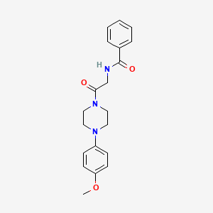 molecular formula C20H23N3O3 B5453421 N-{2-[4-(4-methoxyphenyl)-1-piperazinyl]-2-oxoethyl}benzamide 