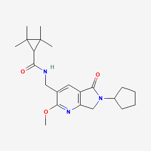 molecular formula C22H31N3O3 B5453489 N-[(6-cyclopentyl-2-methoxy-5-oxo-6,7-dihydro-5H-pyrrolo[3,4-b]pyridin-3-yl)methyl]-2,2,3,3-tetramethylcyclopropanecarboxamide 