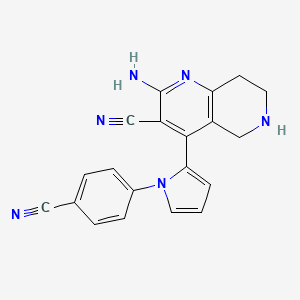 molecular formula C20H16N6 B5453512 2-amino-4-[1-(4-cyanophenyl)-1H-pyrrol-2-yl]-5,6,7,8-tetrahydro-1,6-naphthyridine-3-carbonitrile 