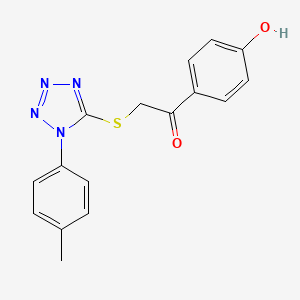 molecular formula C16H14N4O2S B5453543 1-(4-HYDROXYPHENYL)-2-{[1-(4-METHYLPHENYL)-1H-1,2,3,4-TETRAZOL-5-YL]SULFANYL}ETHAN-1-ONE 