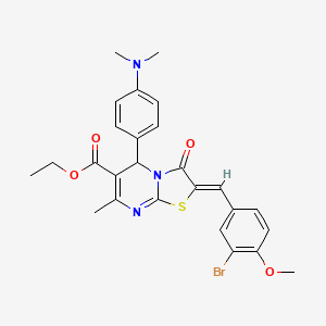 molecular formula C26H26BrN3O4S B5453580 Ethyl (2Z)-2-[(3-bromo-4-methoxyphenyl)methylidene]-5-[4-(dimethylamino)phenyl]-7-methyl-3-oxo-2H,3H,5H-[1,3]thiazolo[3,2-A]pyrimidine-6-carboxylate 