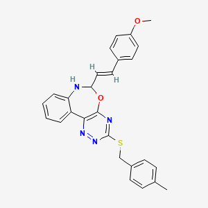 6-[2-(4-methoxyphenyl)vinyl]-3-[(4-methylbenzyl)thio]-6,7-dihydro[1,2,4]triazino[5,6-d][3,1]benzoxazepine