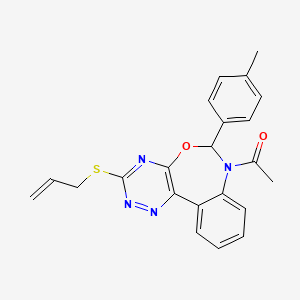 molecular formula C22H20N4O2S B5453691 1-[3-(ALLYLSULFANYL)-6-(4-METHYLPHENYL)[1,2,4]TRIAZINO[5,6-D][3,1]BENZOXAZEPIN-7(6H)-YL]-1-ETHANONE 