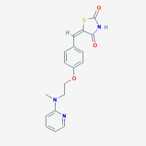 molecular formula C18H17N3O3S B054537 5-[4-[2-[N-Methyl-N-(2-pyridinyl)amino]ethoxy]benzylidene]-2,4-thiazolidinedione CAS No. 122320-74-5