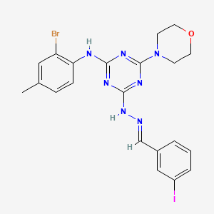 molecular formula C21H21BrIN7O B5453762 4-N-(2-bromo-4-methylphenyl)-2-N-[(E)-(3-iodophenyl)methylideneamino]-6-morpholin-4-yl-1,3,5-triazine-2,4-diamine 