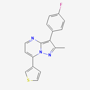 molecular formula C17H12FN3S B5453775 3-(4-FLUOROPHENYL)-2-METHYL-7-(THIOPHEN-3-YL)PYRAZOLO[1,5-A]PYRIMIDINE 