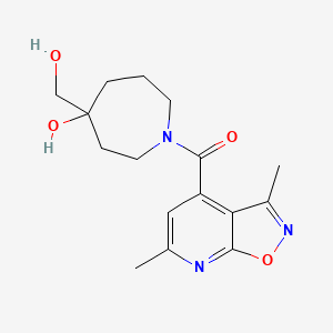 molecular formula C16H21N3O4 B5453806 1-[(3,6-dimethylisoxazolo[5,4-b]pyridin-4-yl)carbonyl]-4-(hydroxymethyl)-4-azepanol 